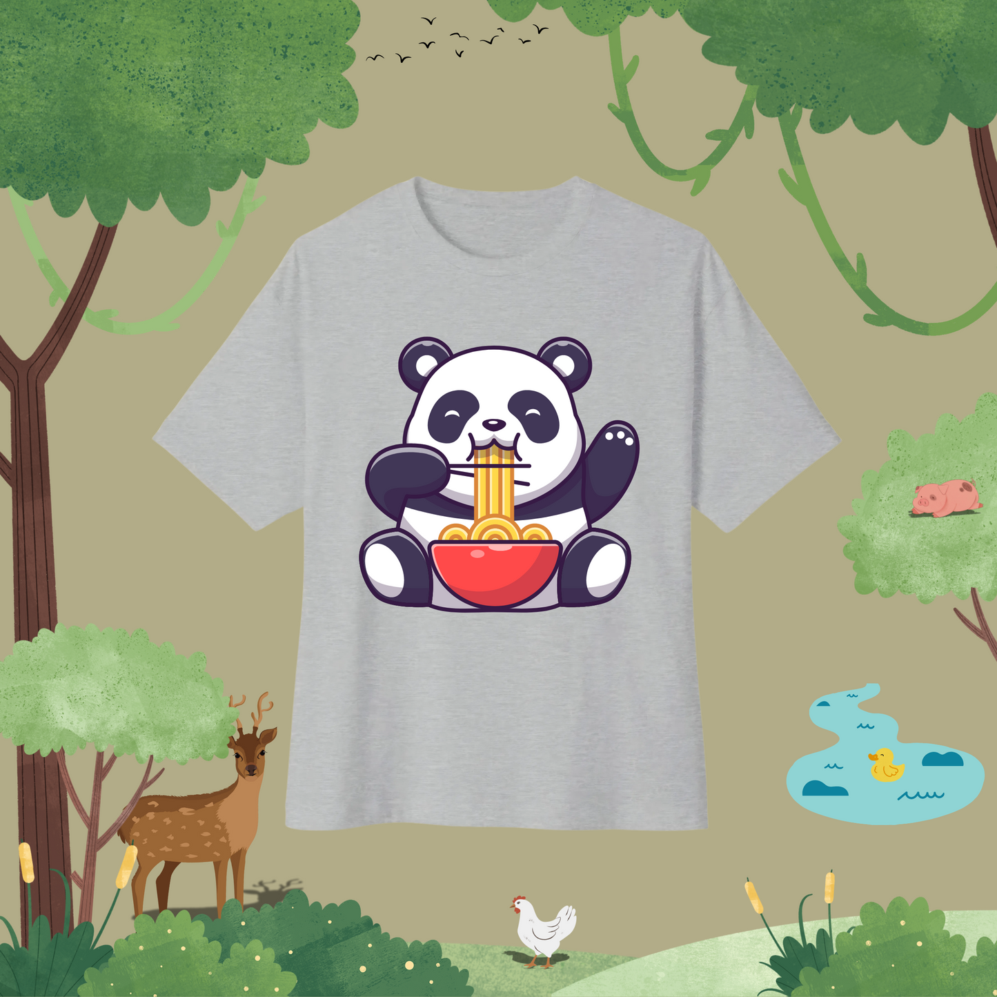 Ramen Fuel: Panda Power. Oversized T-Shirt (full style)