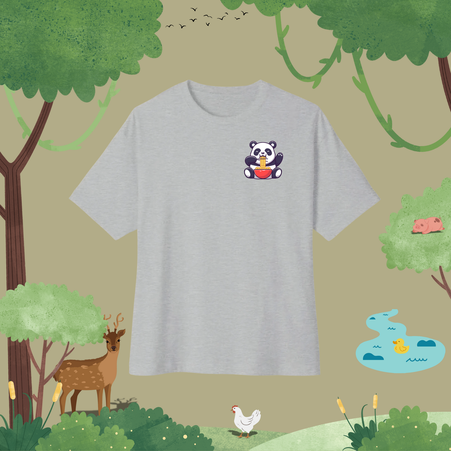 Ramen Fuel: Panda Power. Oversized T-Shirt (logo style)