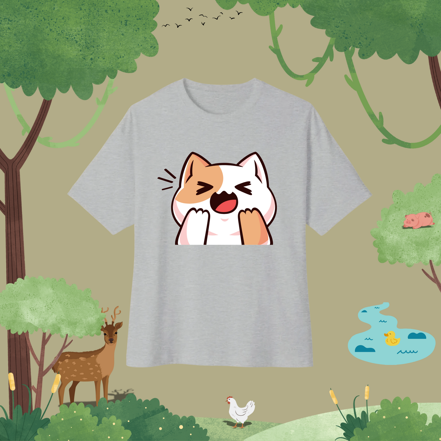 Cat Laughing. Oversized T-Shirt (full style)