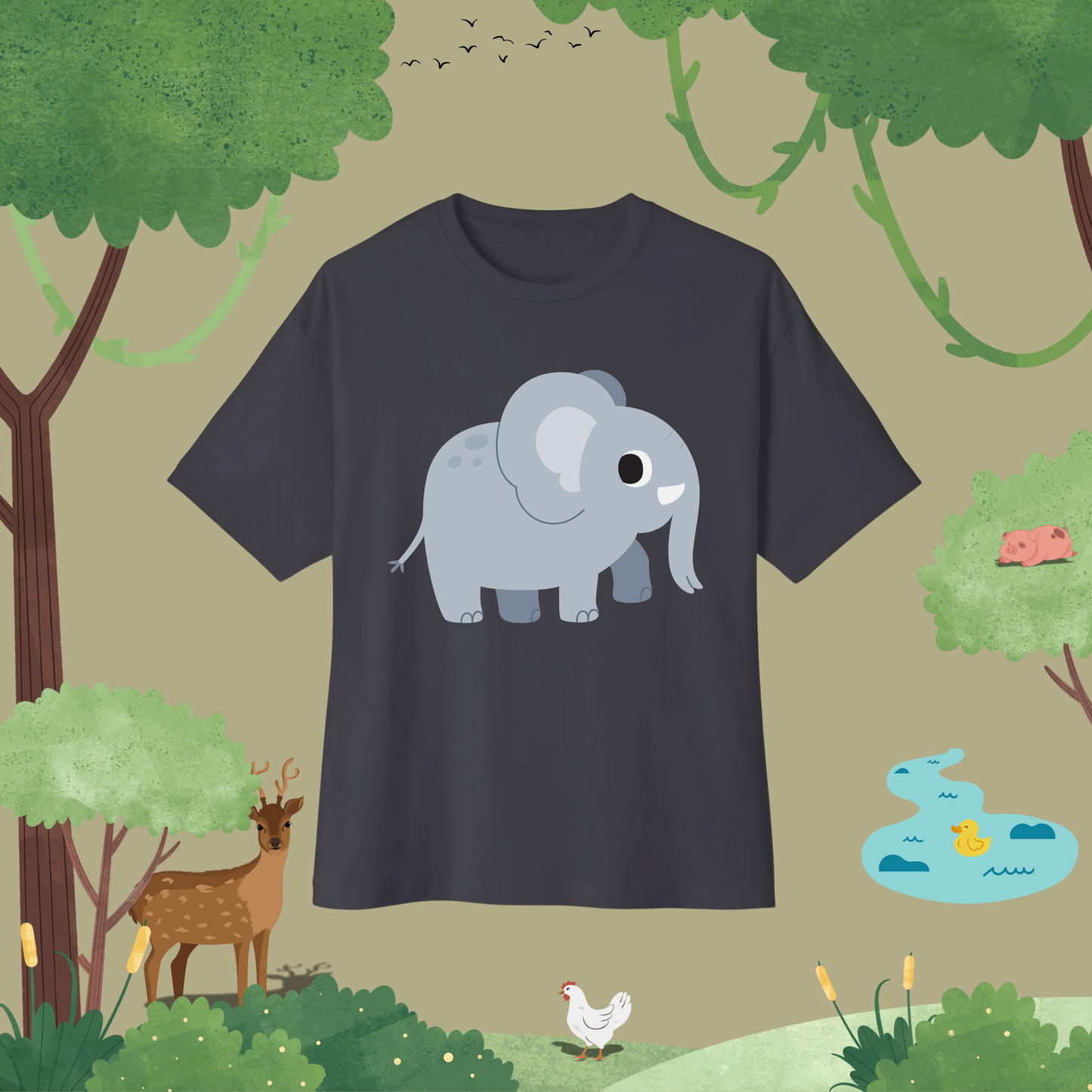 "Hello I Elephant". Oversized T-Shirt (full style)