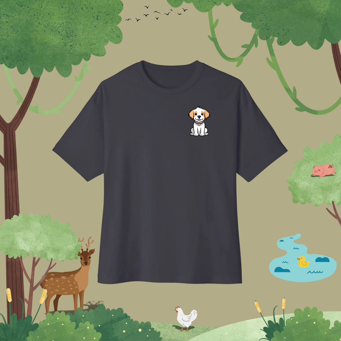 Cute Puppy. Oversized T-Shirt (logo style)