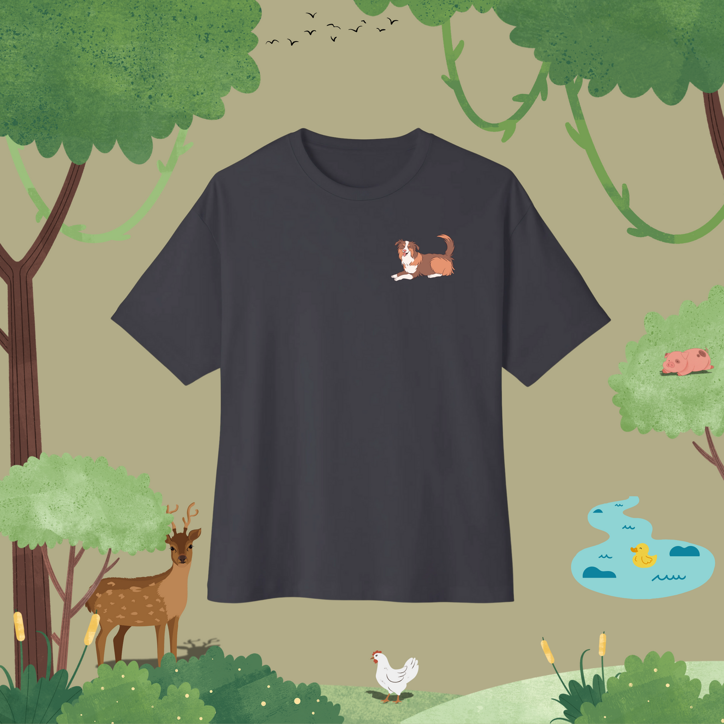 Happy Dog. Oversized T-Shirt (logo style)