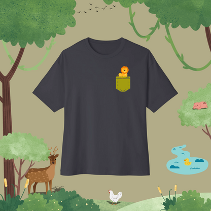 Lion Chilling. Oversized T-Shirt (pocket style)