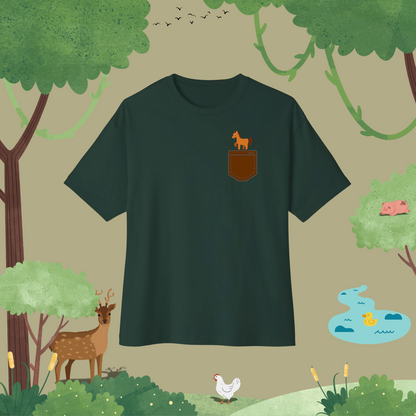 Marching Horse. Oversized T-Shirt (pocket style)