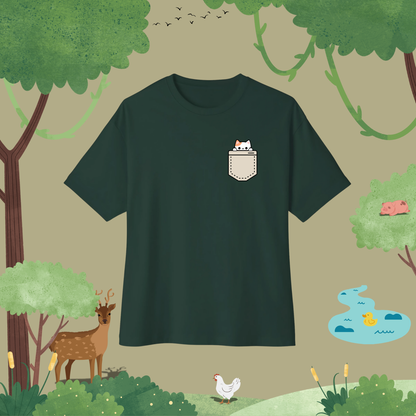 Scared Kitty. Oversized T-Shirt (pocket style)