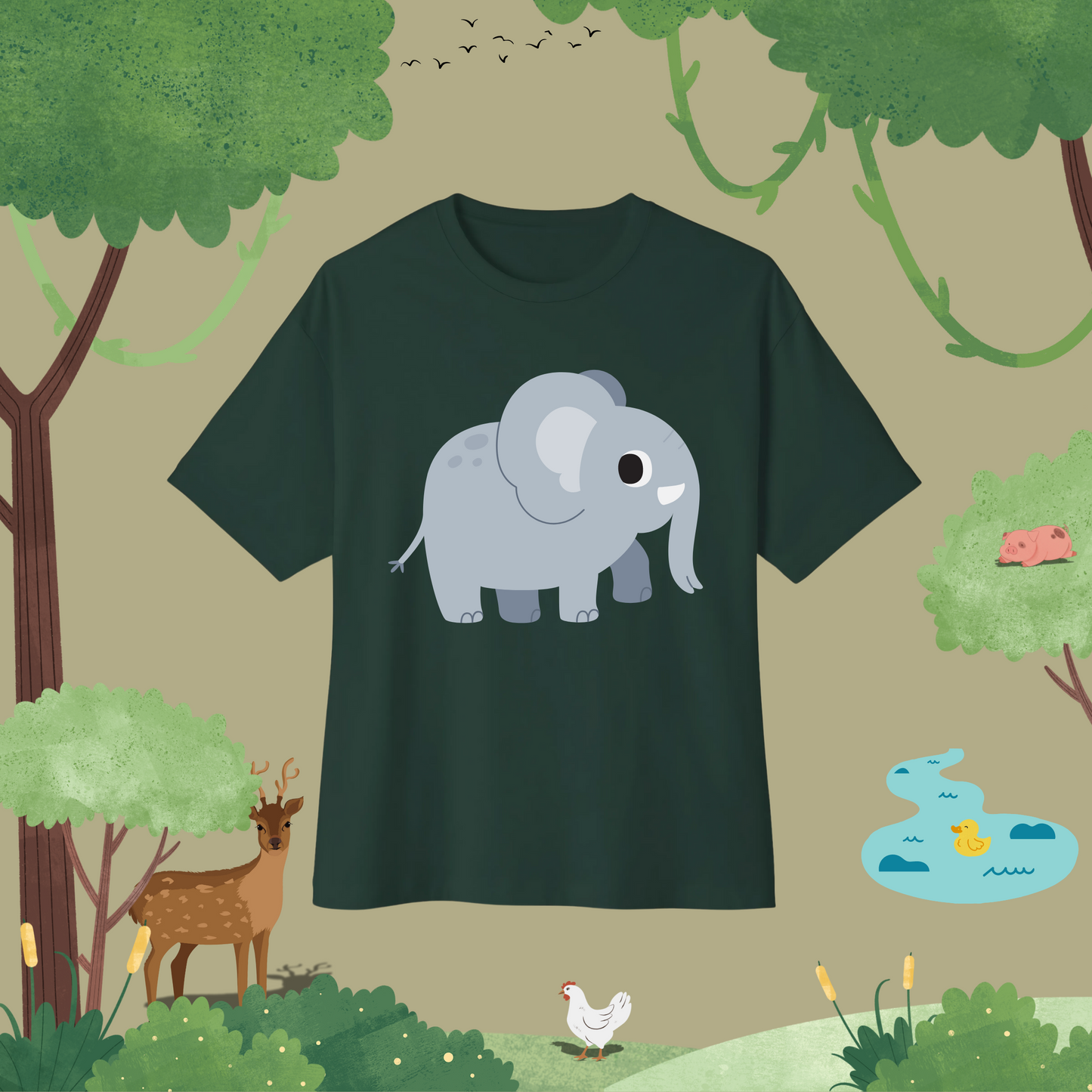 "Hello I Elephant". Oversized T-Shirt (full style)