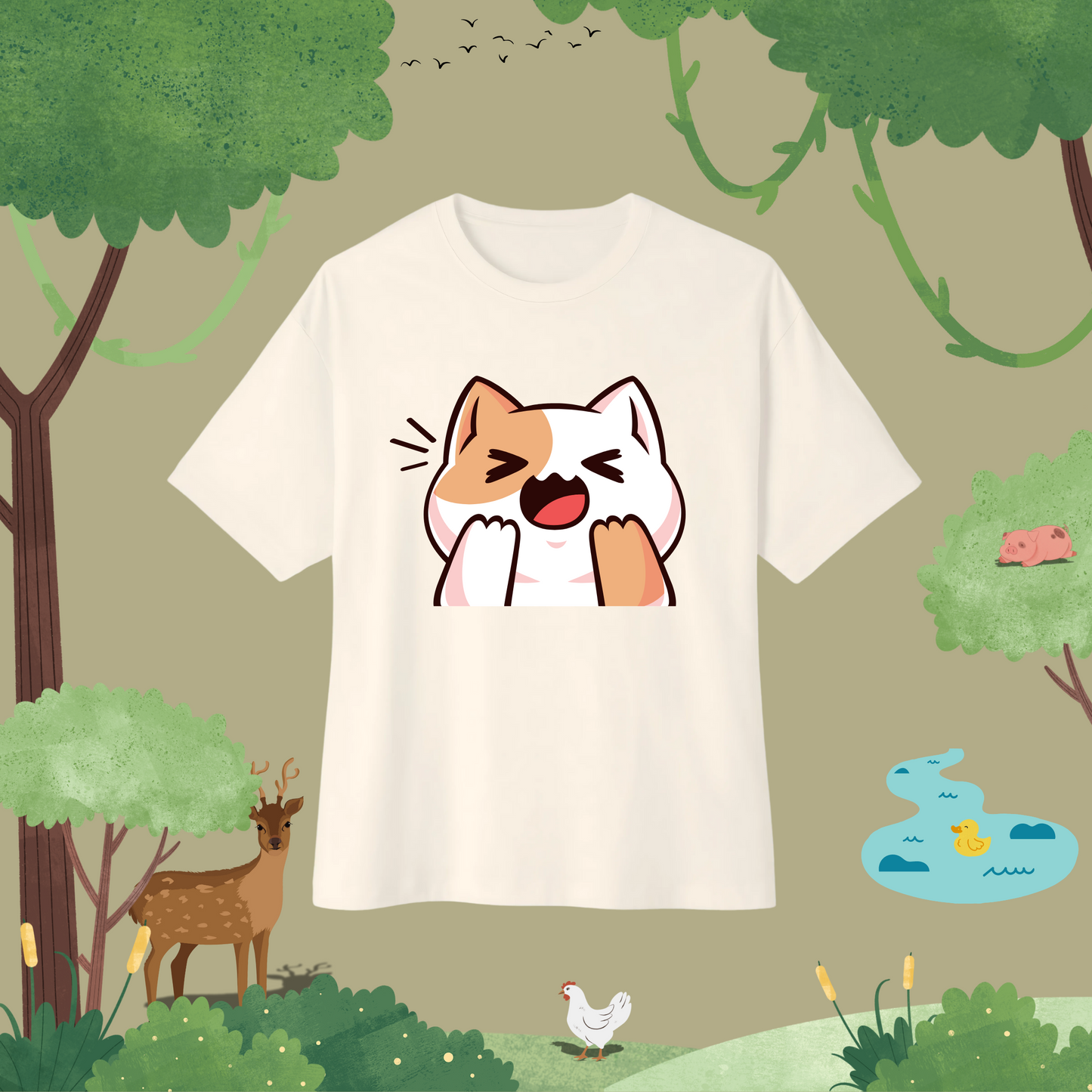 Cat Laughing. Oversized T-Shirt (full style)