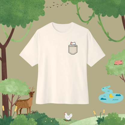 Scared Kitty. Oversized T-Shirt (pocket style)