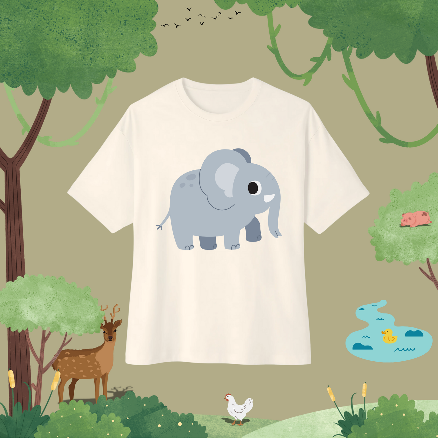 "Hello I Elephant". Oversized T-Shirt (full style)