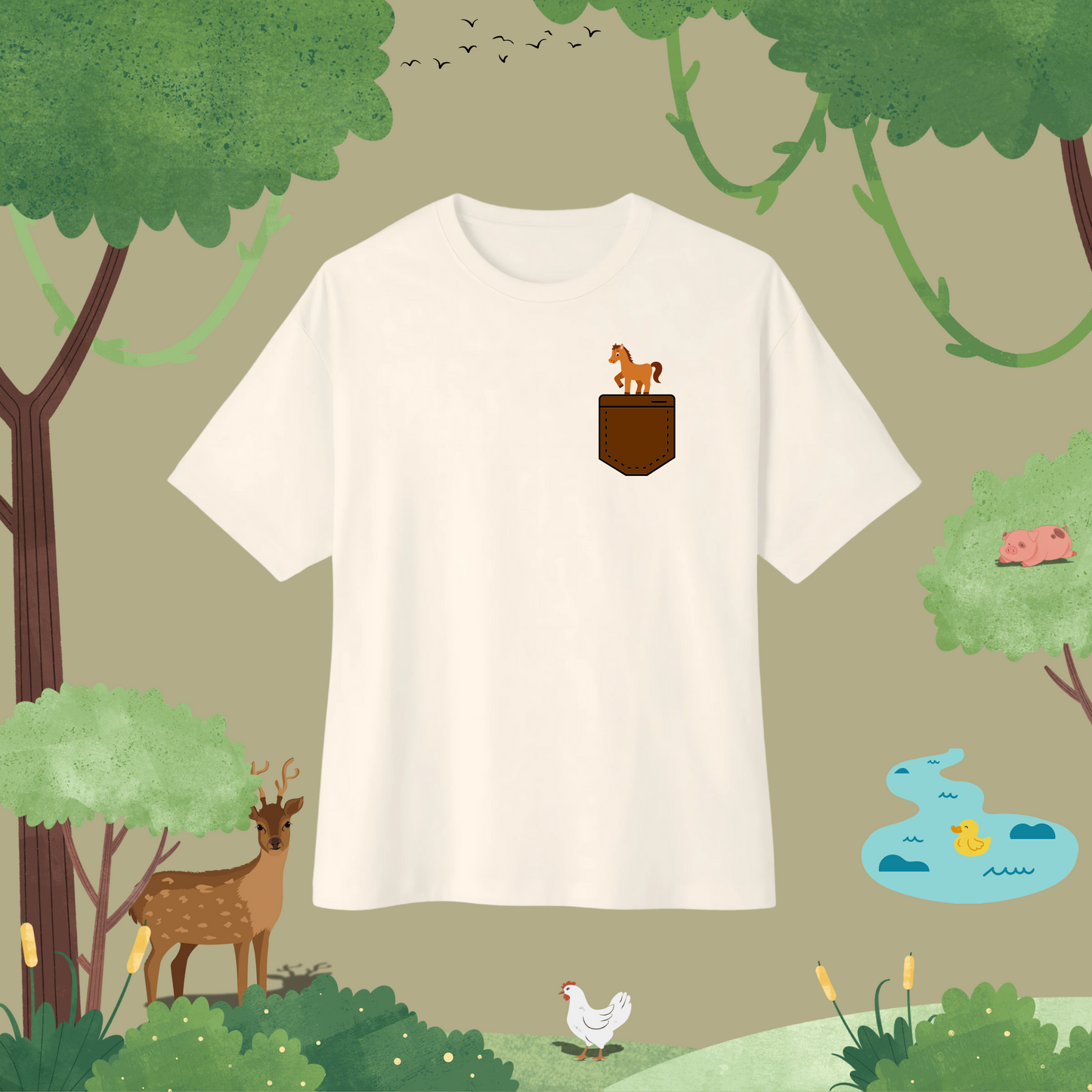 Marching Horse. Oversized T-Shirt (pocket style)