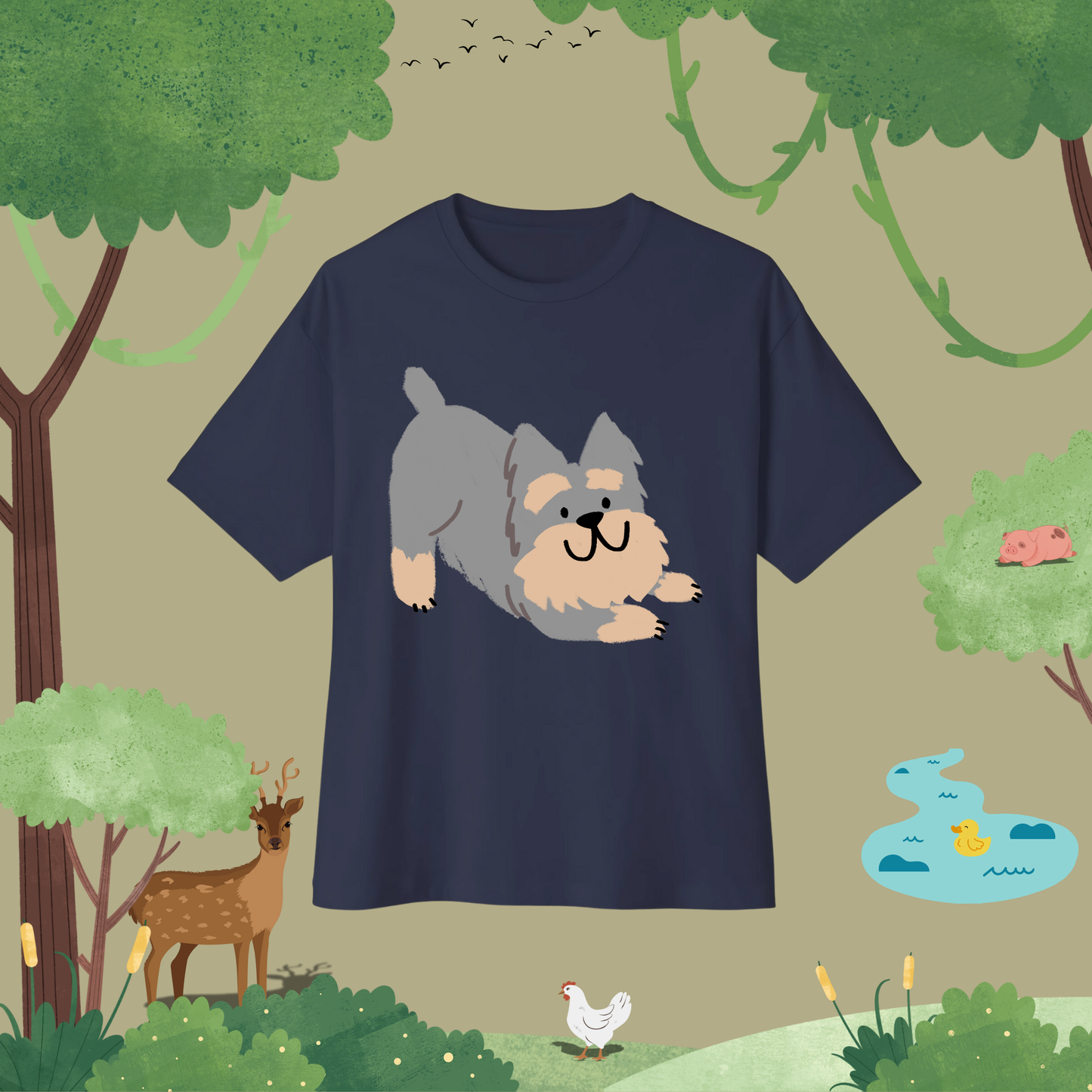 Morning Stretch Dog. Oversized T-Shirt (full style)