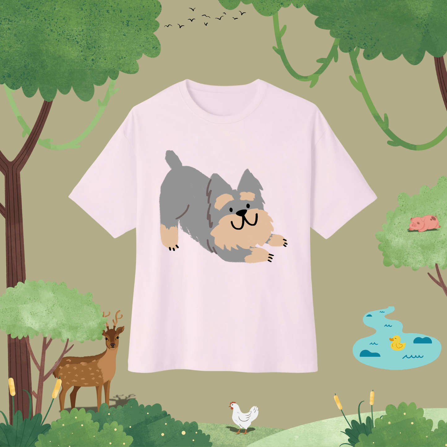 Morning Stretch Dog. Oversized T-Shirt (full style)