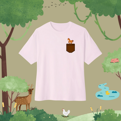 Marching Horse. Oversized T-Shirt (pocket style)