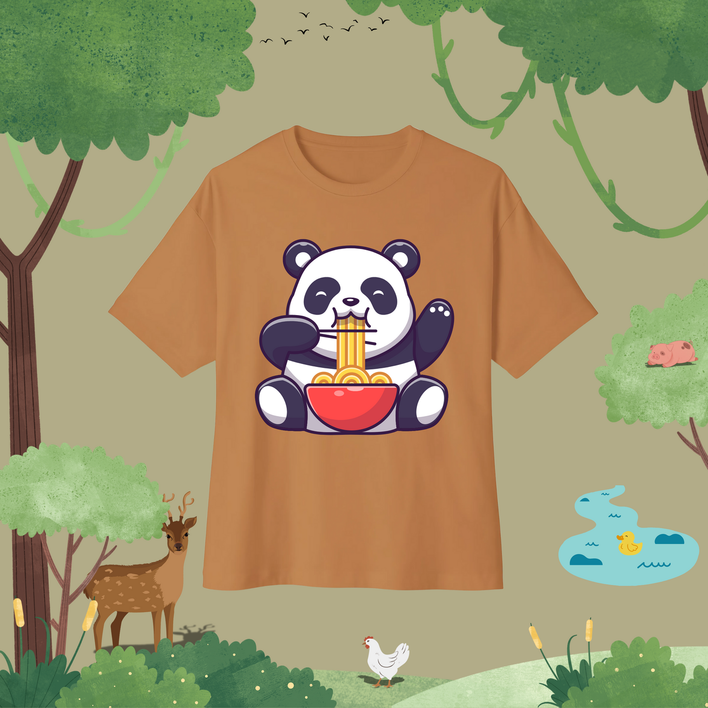 Ramen Fuel: Panda Power. Oversized T-Shirt (full style)